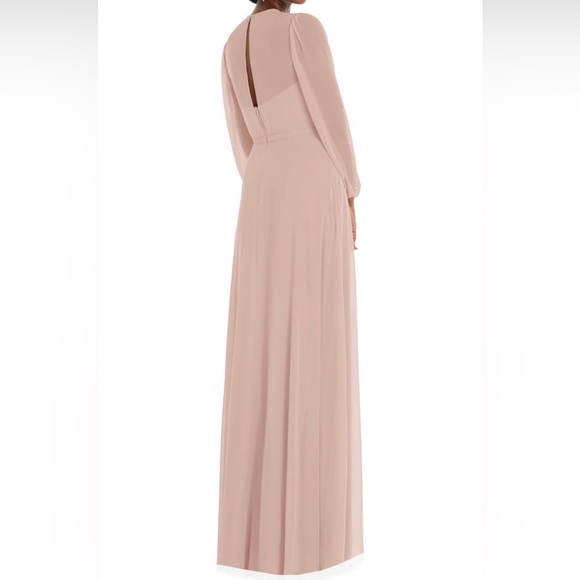 Dessy Collection Women's Long-Sleeve Chiffon Gown - Toasted Sugar - Picture 2 of 3